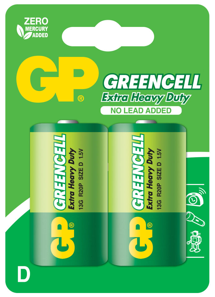 Gp Greencel R20 Kalın D Boy Çinko Pil 2'li Paket Gp13-2ue2