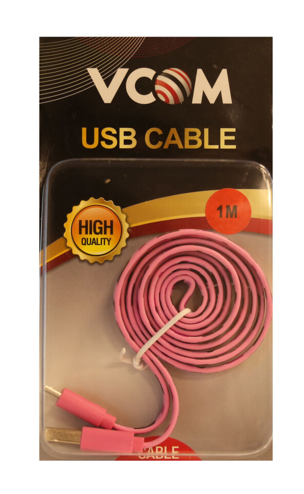 Vcom Bağlantı Kablosu 1.0mt Micro Pembe Desenli