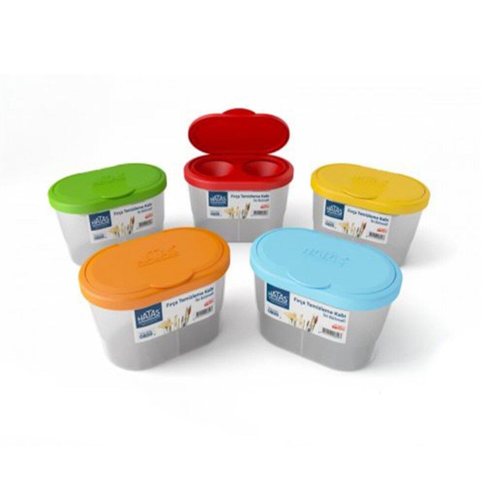 Hatas Fırça Temizleme Kabı 2 Bölmeli / Pratik Kapak 0899