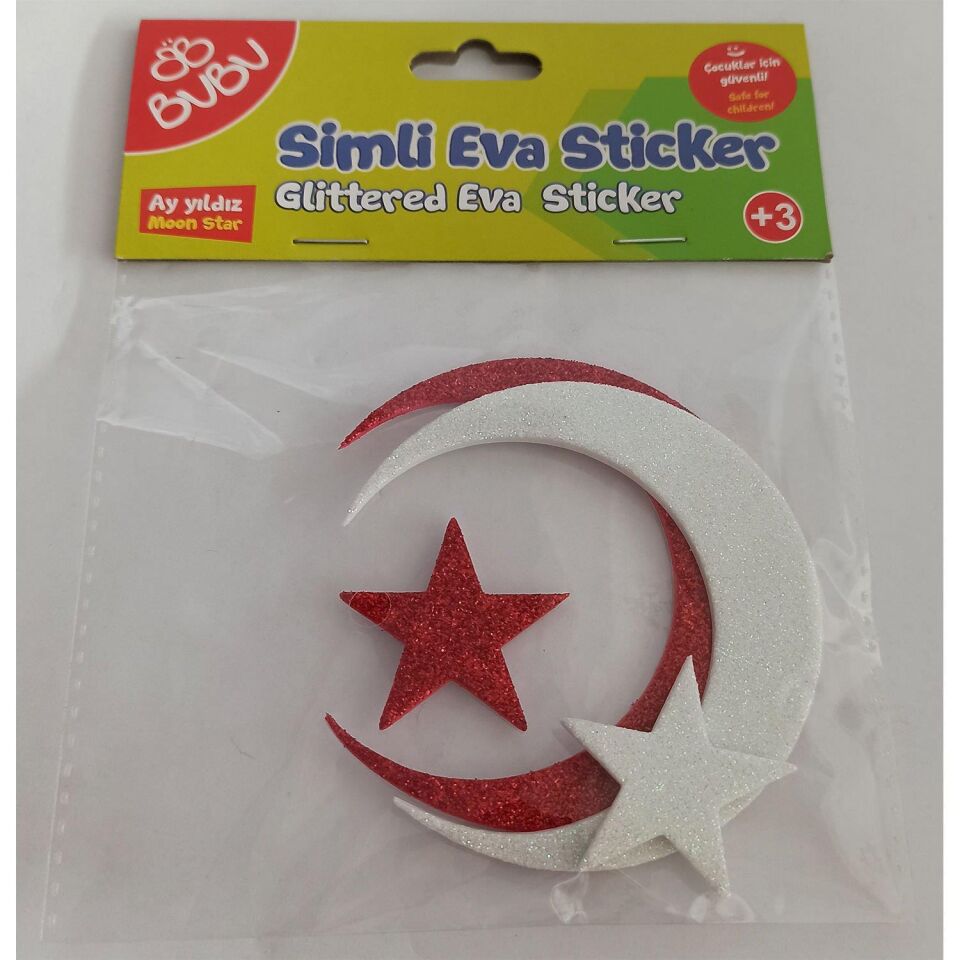 Bu-bu Eva Stıcker Simli Ay Ve Yıldız 24'lü Sts047