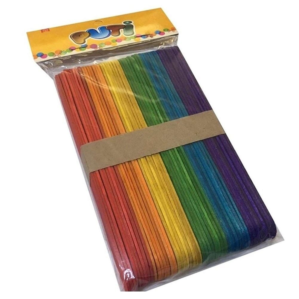 Puti Ahşap Küçük Dil Çubuğu 50'li Renkli Pt-4582
