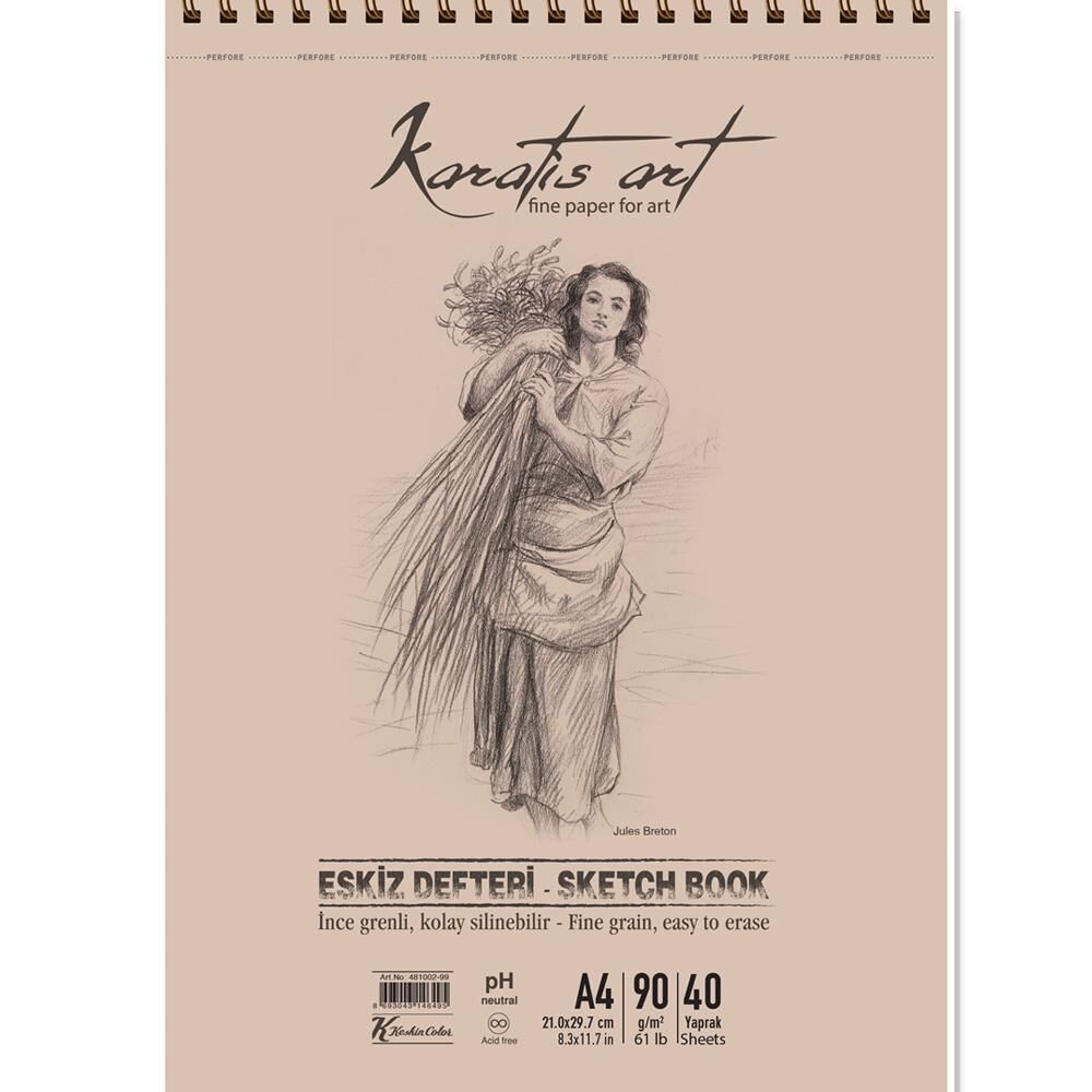 Keskin Color Karatis Eskiz Blok Spiralli Art 90 Gr A4 40 Yp 481007-99