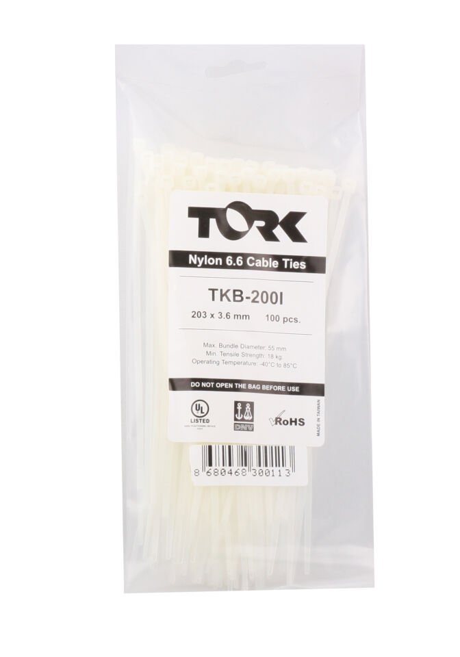 Tork Trk-150-2,5mm Beyaz 100lü Kablo Bağı