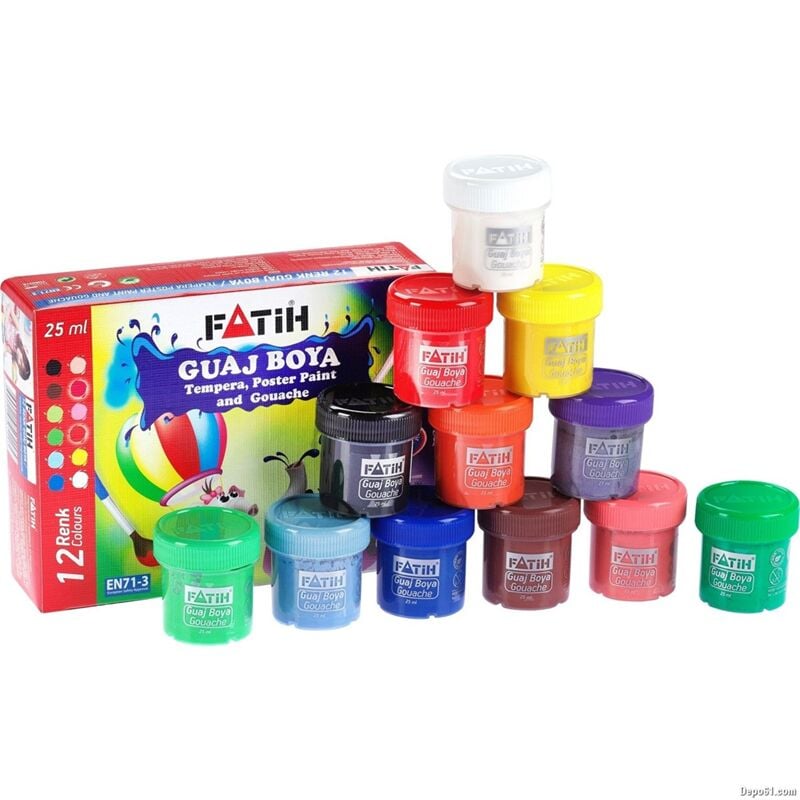 Fatih Guaj Boya 12 Renk 25 Ml Şişe Fa-50420