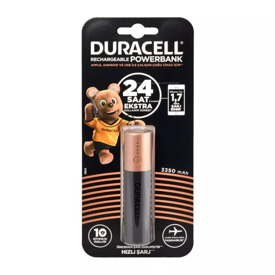 Duracell Powerbank 24 Saat 3350 Mah/12 Wh Mikro Usb Kablolu