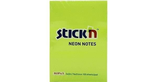 Hopax Yapışkanlı Not Kağıdı 76x51 Mm 100 Yaprak Yeşil 21163