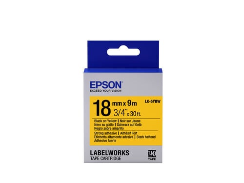 Epson Lk-5ybw Strong Siyah Üzeri Sarı 18mm 1,5metre Etiket