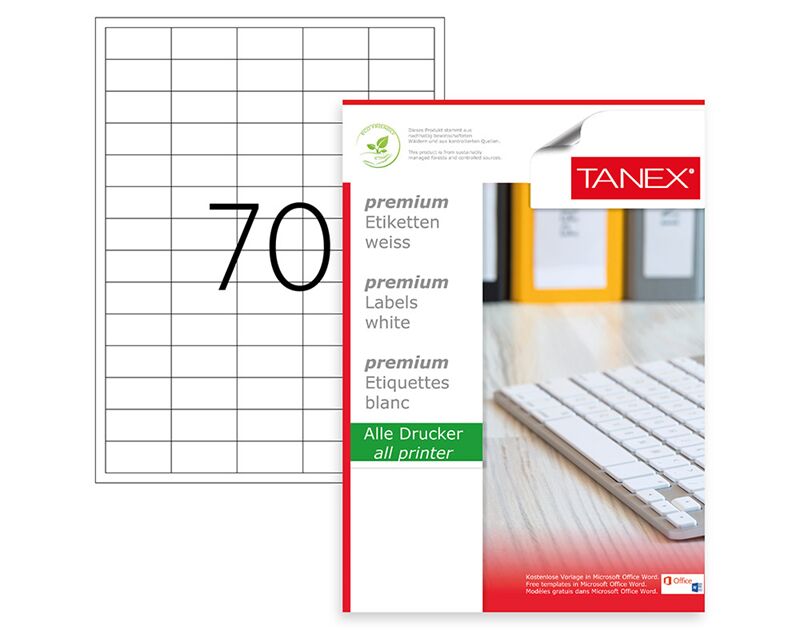 Tanex Laser Etiket Tw-2270 40x20 Mm Beyaz Tw2270las10100