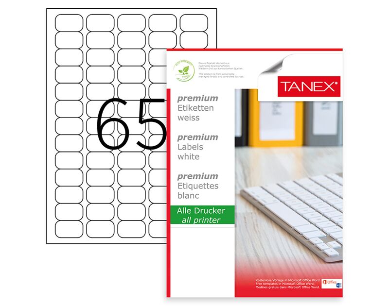 Tanex Laser Etiket Tw-2065 38,1x21,2 Mm Beyaz Tw2065las10100