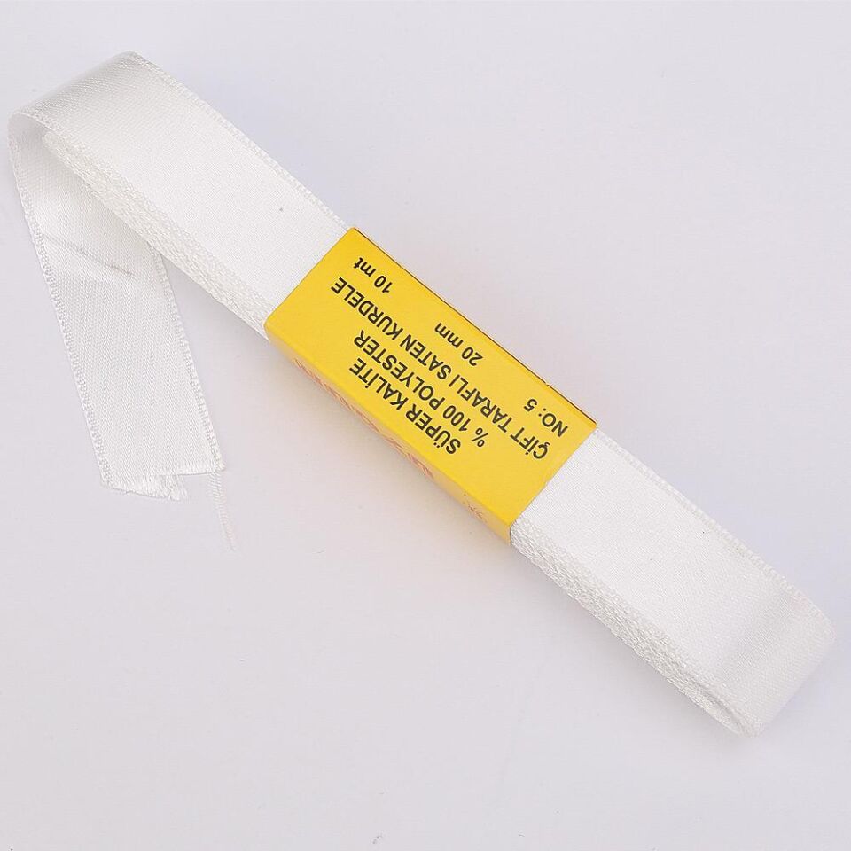 Boncuk Saten Kurdele 2 Cm 10 Mt Beyaz 10861