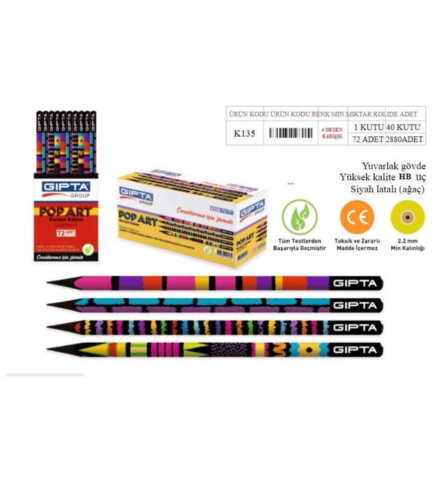 Gıpta Kurşun Kalem Pop Art 4-k135100-5001