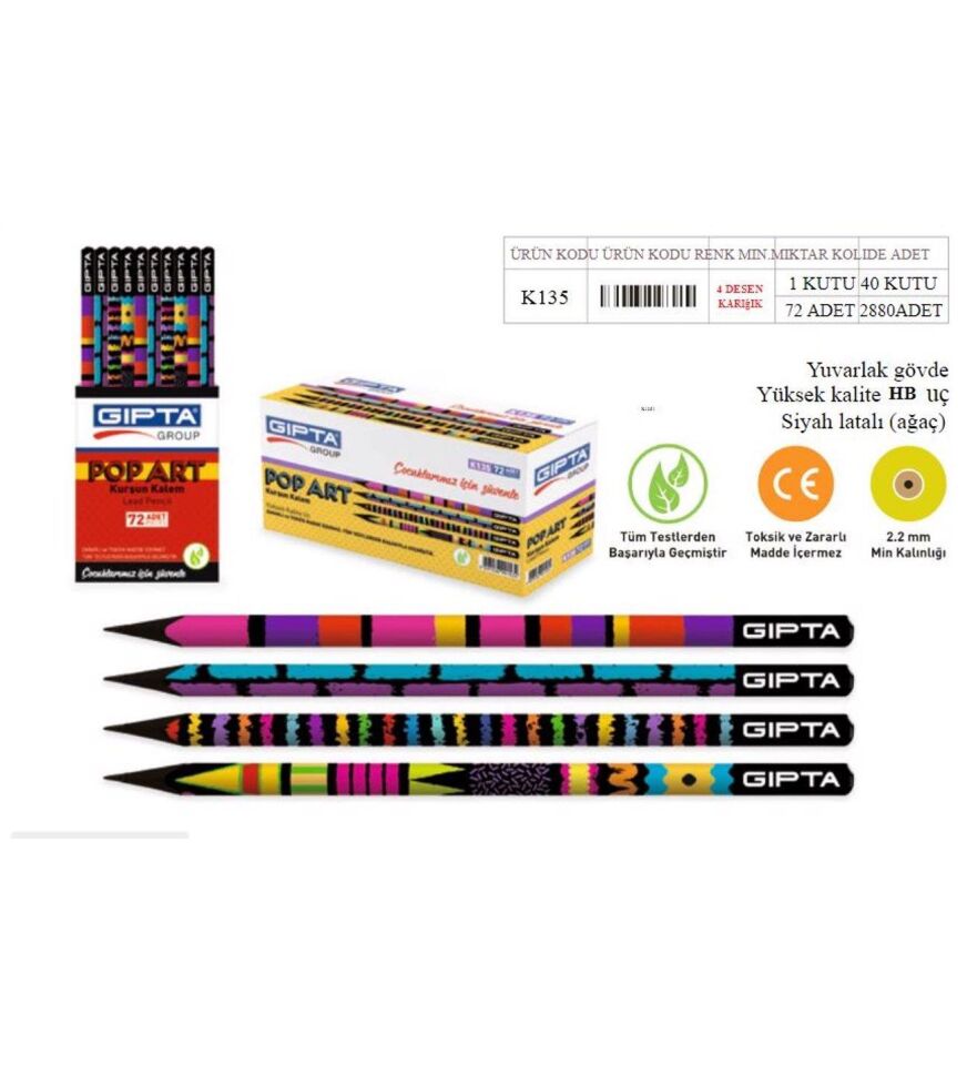 Gıpta Kurşun Kalem Pop Art 4-k135100-5001
