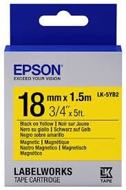 Epson Lk-5yb2 Mıknatıslı Siyah Üzeri Sarı 18mm 1,5metre Etiket