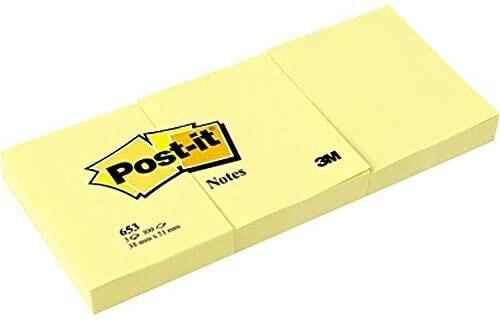 3m Post-ıt Yapışkanlı Not Kağıdı 38x51 Mm 3'lü 100 Yaprak 653