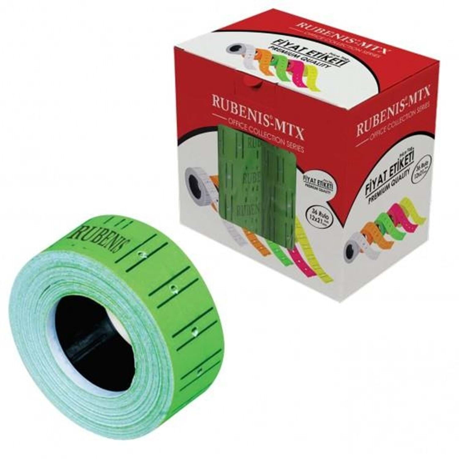 Rubenis Makina Etiketi Çizgili 12x21 Mm Yeşil Rb-ötx-y