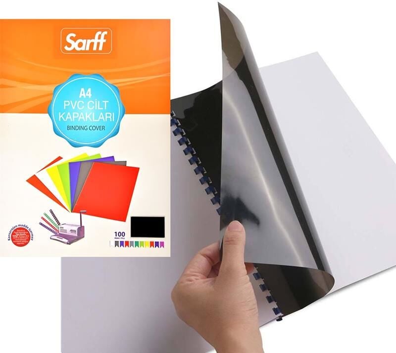 Sarff Cilt Kapağı A4 160m Pvc Siyah 100'lü Paket 15201013