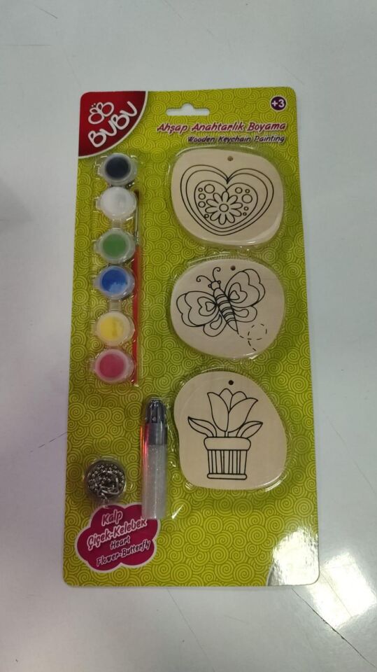 Bu-bu Ahşap Anahtarlık Boyama 3 Lü Abs005 (ab0032)