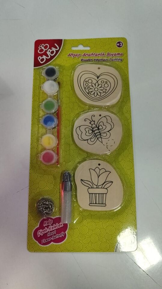 Bu-bu Ahşap Anahtarlık Boyama 3 Lü Abs005 (ab0032)