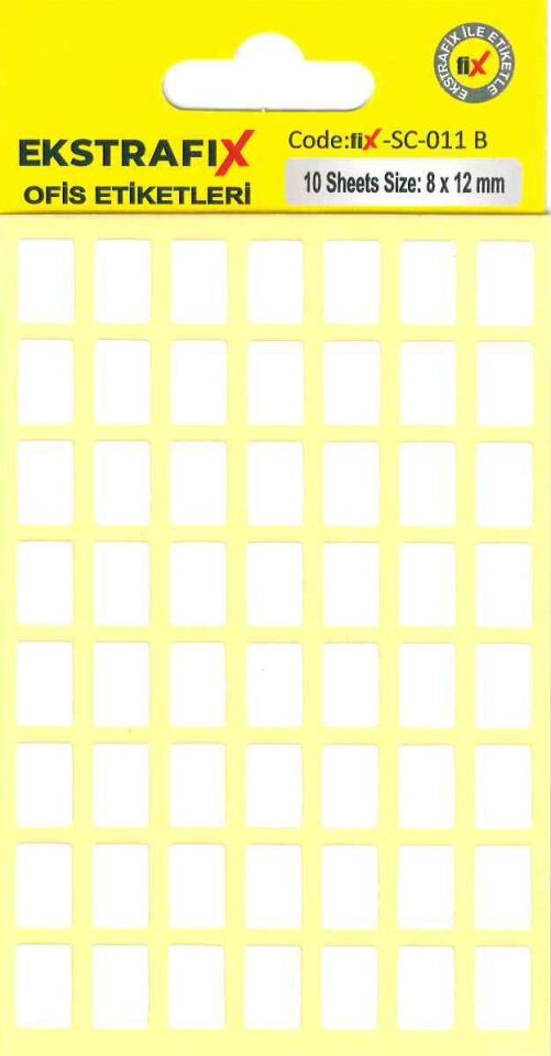 Ekstrafix Ofis Etiketi 10'lu Beyaz 8x12 Mm ( Sc-011 B )