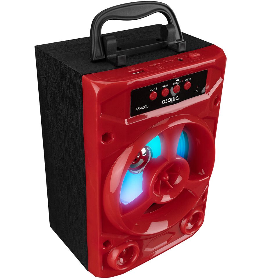 Asonic As-a33k Kırmızı 3w - Dc 5v Bluetooth-usb-aux -tf Cardlı Speaker