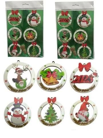 Nedi Ahşap Ağaç Süsü Figürlü 6 Lı Yl0737