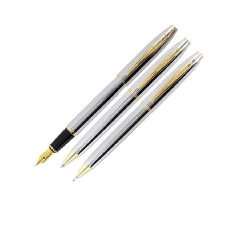 Scrikss Dolma Kalem - Tükenmez Kalem - Versatil 35 Üçlü Set Gold Krom T000saıı35gkra