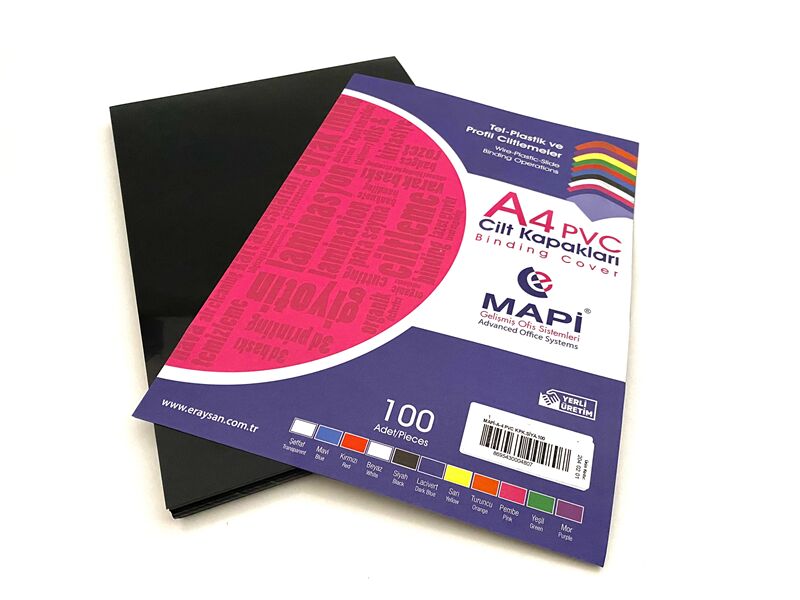 Mapi A4 Pvc Opak Cilt Kapak 160 Mic. Siyah 100 Lü 2040201