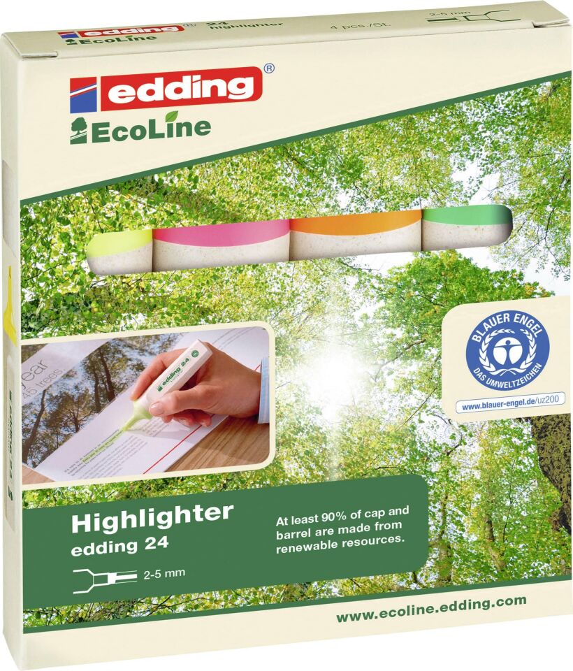 Edding Ecoline Fosforlu Kalem ( E-24 ) 4'lü Karışık Ed24k499