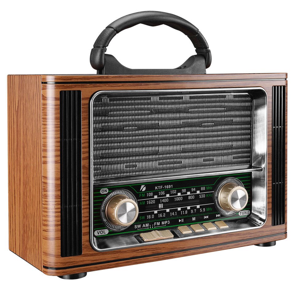 Mikado Mdr-123bt Ahşap Usb- Tf Destekli Bluetooth Fm-am-sw 3 Band Klasik Radyo