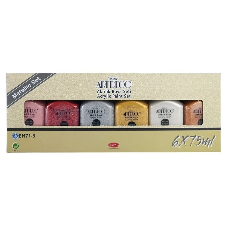 Artdeco Akrilik Boya 6x75ml Set Metalik Renkler Lv-y-070i-as3