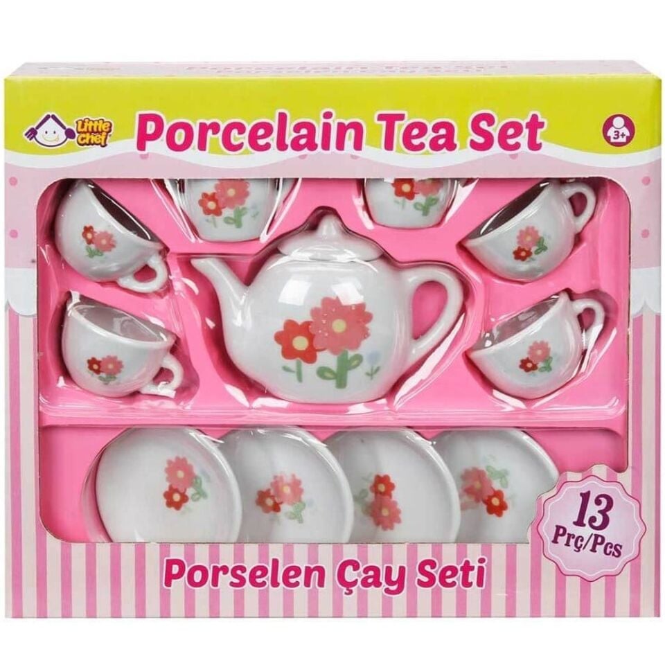 Sun Porselen Çay Seti 13 Prç Çiçek Desenli 01501