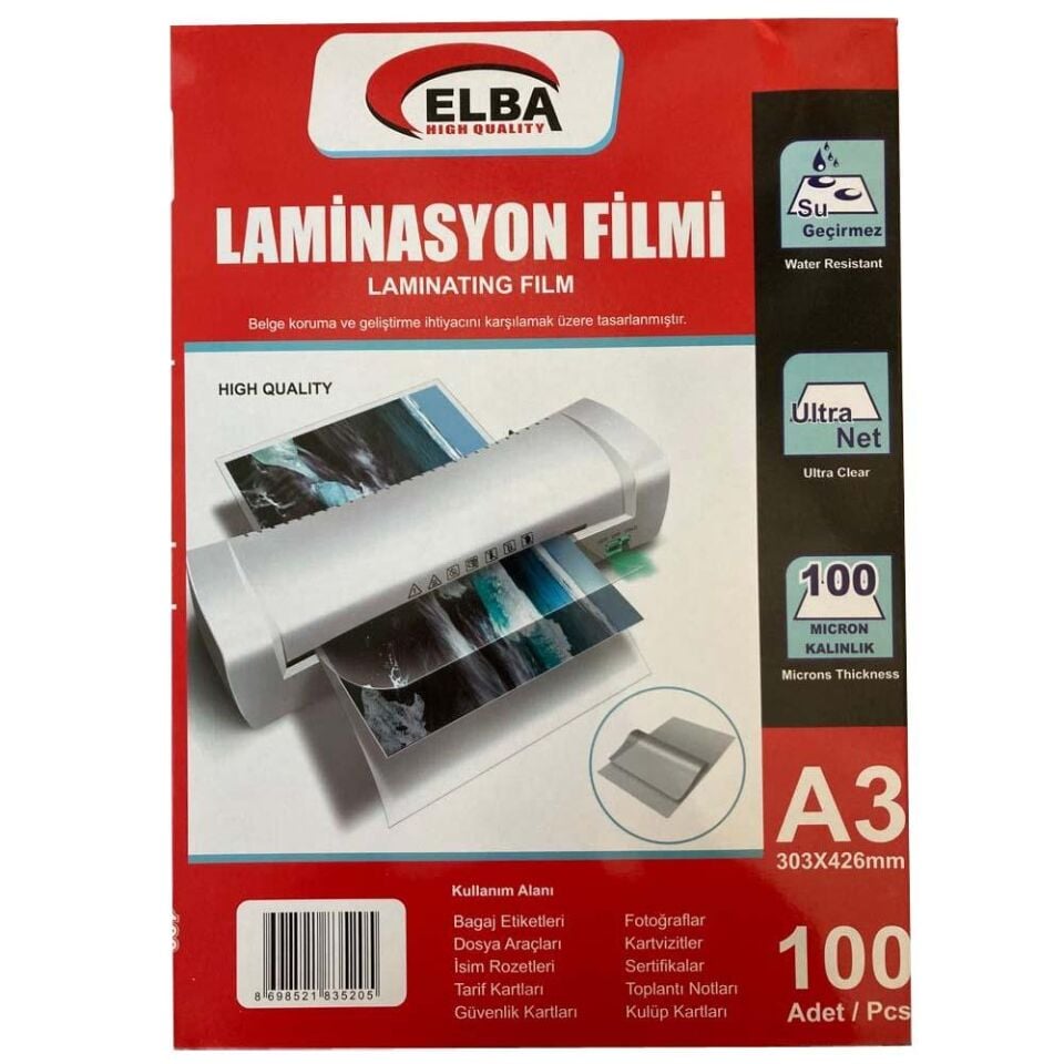 Elba Laminasyon Filmi A3 100 Mic. 100'lü 303x426 Elb-20064