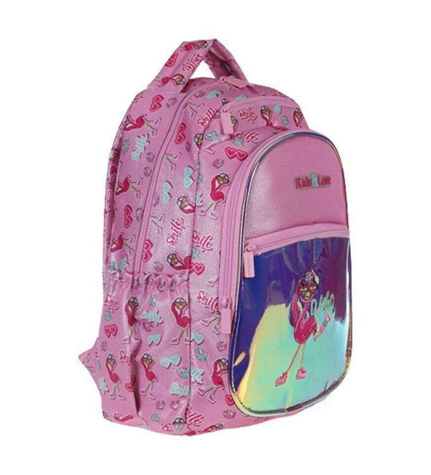 Kaukko Kıds&love Flamingo Sırt Çantası Aynalı Simli L5066