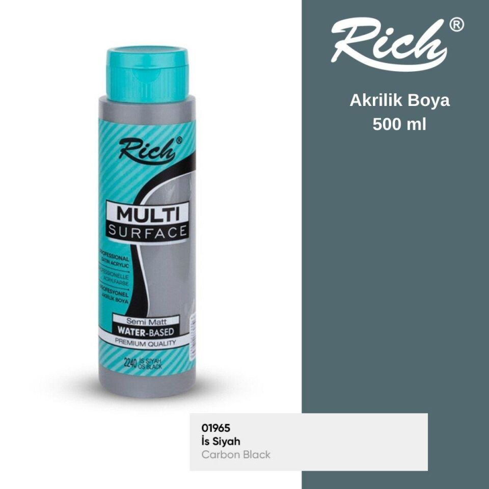 Rich Multi Surface Akrilik Boya 500 Cc İs Siyah Mls-500-01965