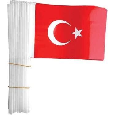 Buket Bayrak Sopalı Türk 12x22,5cm 80'li Paket Bkt-301