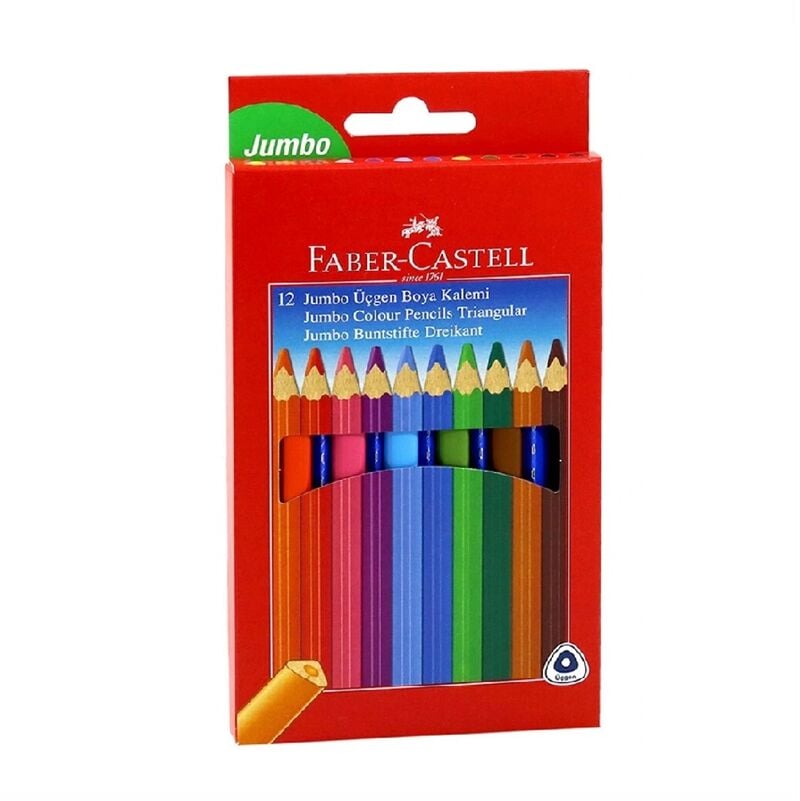 Faber Castell Kuru Boya Kalemi 12'li Jumbo Tam Boy Üçgen 116615