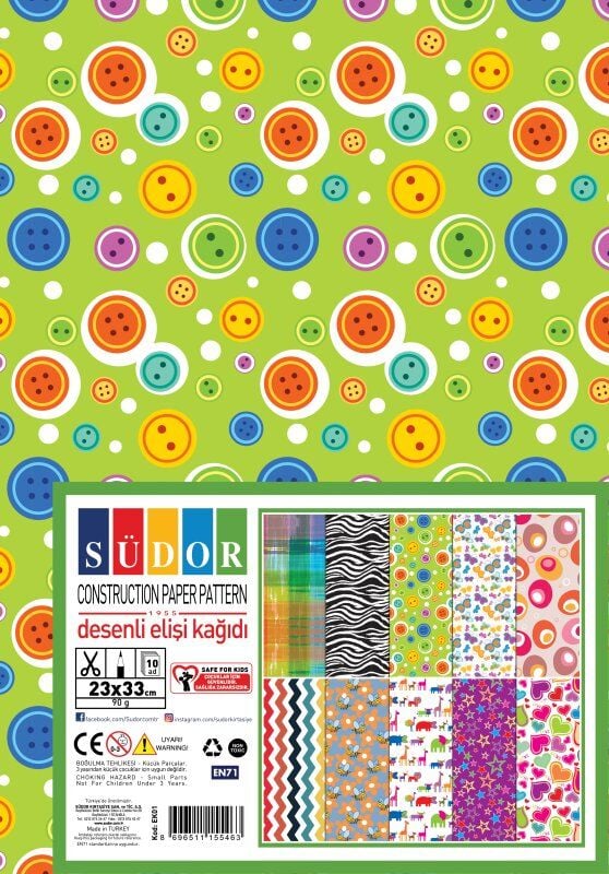 Südor Elişi Kağıdı 23x33 Cm Desenli 10'lu 90 Gr Ek01
